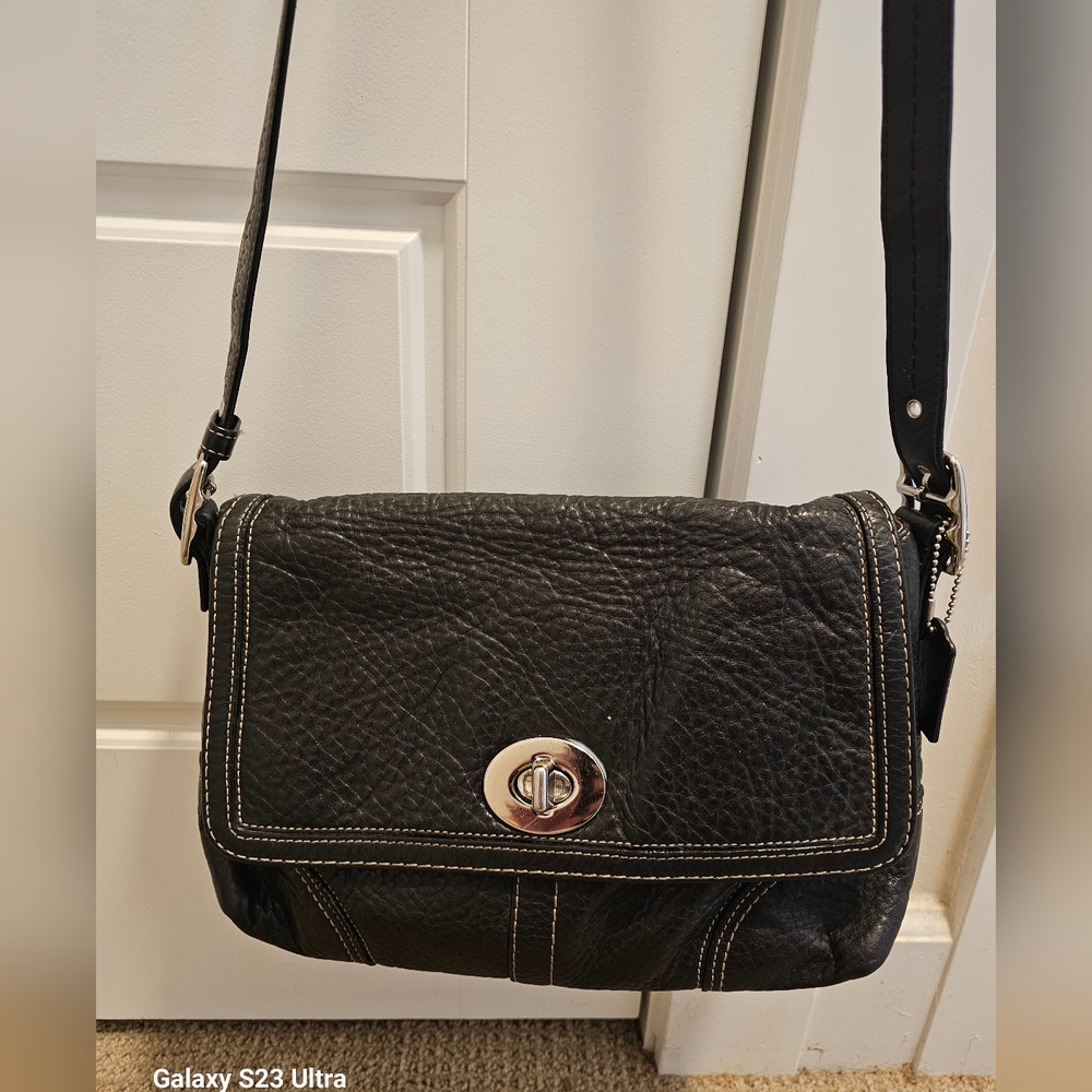 Coach Hamilton Black Pebble Leather Bag